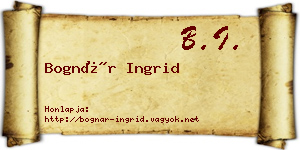 Bognár Ingrid névjegykártya