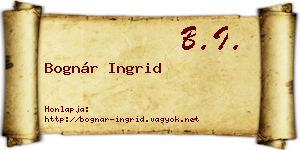 Bognár Ingrid névjegykártya